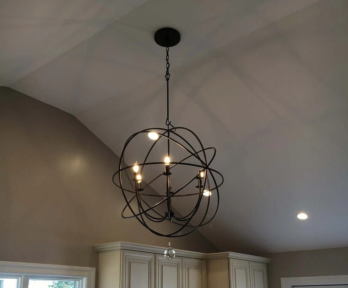 Decorative pendant light and recessed ceiling lights